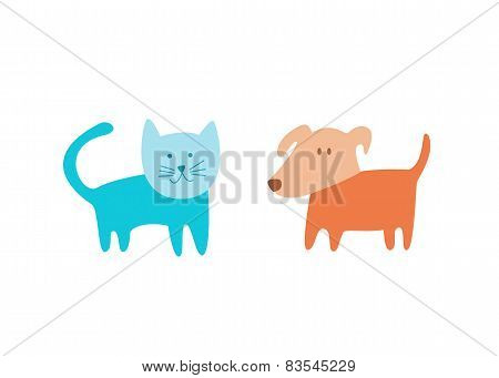 Cat And Dog Vector Illustration