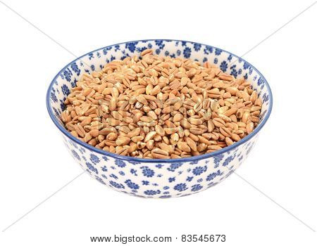 Farro Dicocco, Or Italian Spelt, In A Blue And White China Bowl