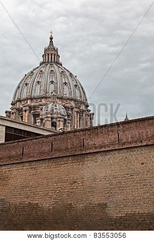 View of the dome of San Pietro by a neighboring street