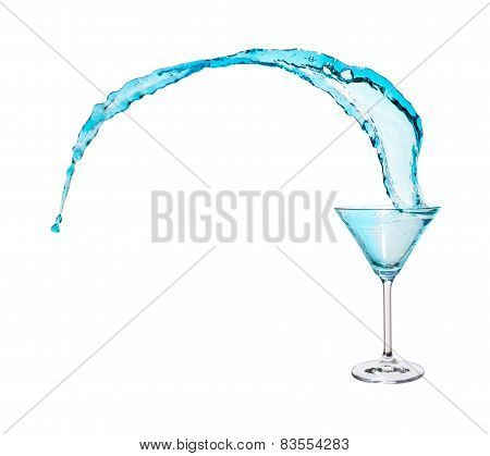 Blue Martini Splasing From The Martini Glass