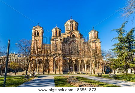 View Of St. Mark Church From Tasmajdan Park In Belgrade - Serbia