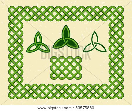 Green Celtic Style Frame And Elements