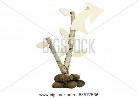 Birchwood with bent arrow
