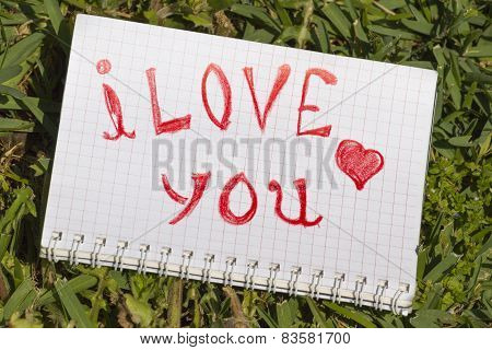 notebook with a record I love you.