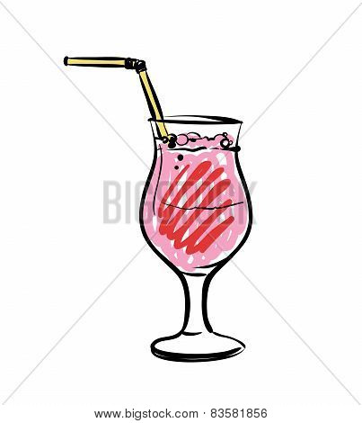 Hand Drawn Illustration Of Cocktail