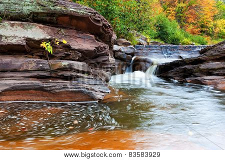 Michigan's Upper Peninsula Bonanza Falls In Autumn