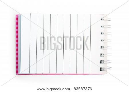 Open Pink Notebook In A Line With A Spiral
