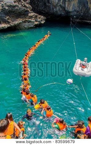 Trang, Thailand - June 11: Emerald Cave Or Morakot Cave On June 11, 2014. It Is Famous Cave In Mook