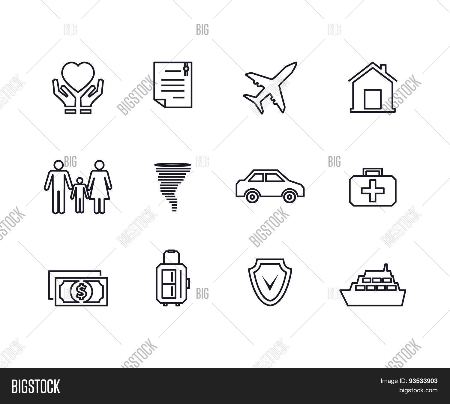 Line Insurance Icons Vector & Photo (Free Trial) | Bigstock