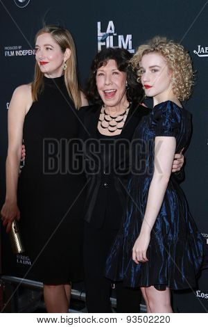 LOS ANGELES - JUN 10:  Judy Greer, Lily Tomlin, Julia Garner at the 