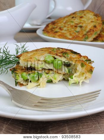 Fritters Of Zucchini And Peas