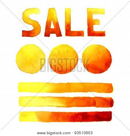 Speak bubbles banner and inscription sale watercolor set vector