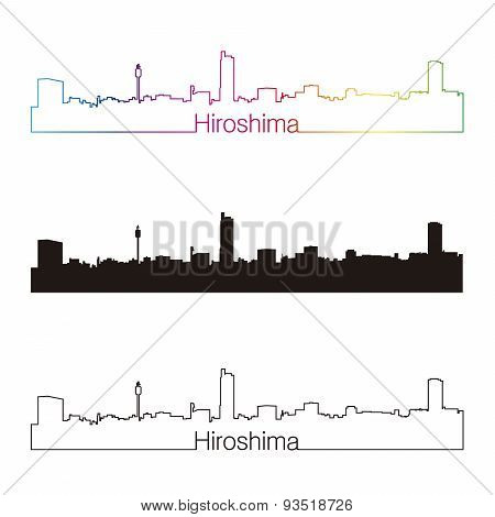 Hiroshima Skyline Linear Style With Rainbow