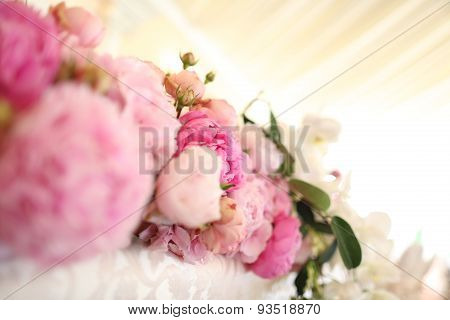 Beautiful Peonies On Wedding Table