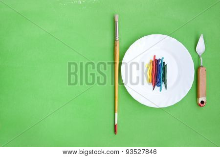 Background With Oil Paint Served Like A Dish