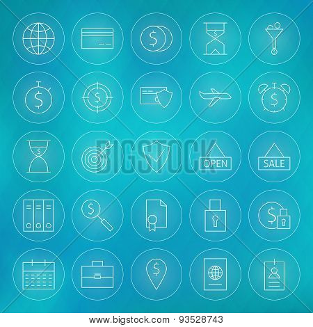 Banking Finance Business Money Lifestyle Circle Line Icons Set