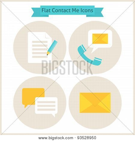 Flat Contact Me Website Icons Set