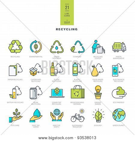Set of line modern color icons