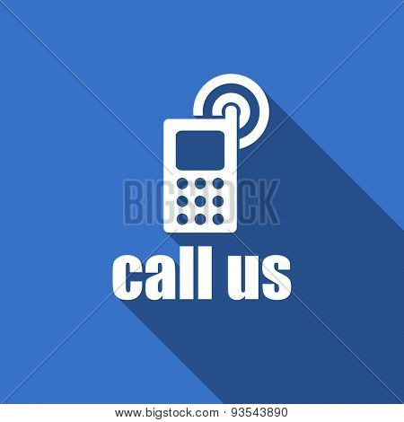 call us modern flat icon with long shadow phone sign
