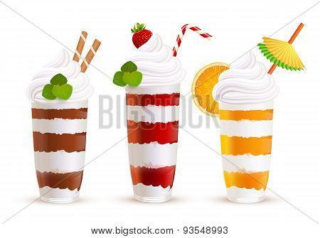Sweet summer cocktails vector set