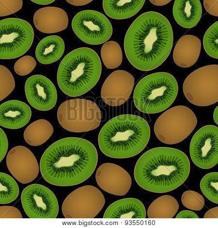 Colorful Kiwi Fruits Dark Seamless Pattern Eps10
