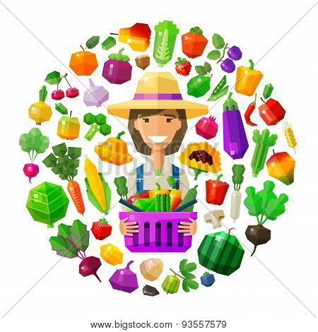 farmer, fruiterer vector logo design template. fresh food, gardening, horticulture or fruits and veg