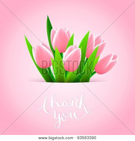 Thank you with tulip flowers