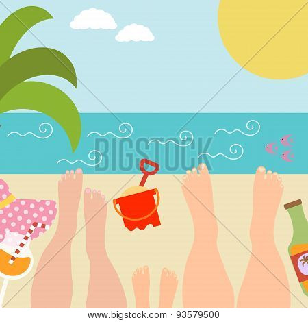 Summer background with with family at the seaside
