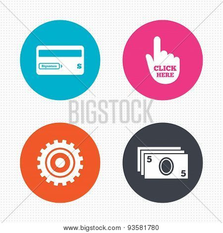 ATM cash machine withdrawal icons.