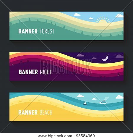 set of landscape scenes banners