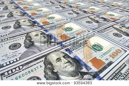 American dollar bills stacks background.