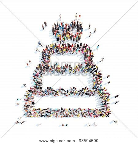 people in the shape of a wedding cake.