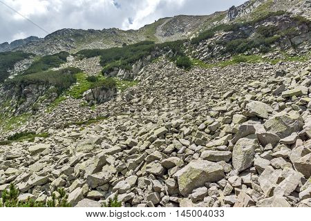 Rocky hills on the path to Banderitsa pass,  Pirin Mountain, Bulgaria