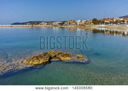 Rock in the sea in Limenaria, Thassos island, East Macedonia and Thrace, Greece