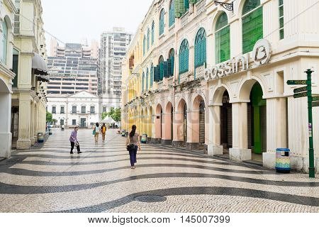 Macau, August 01, 2016: Macao city landmark, Senado Square 