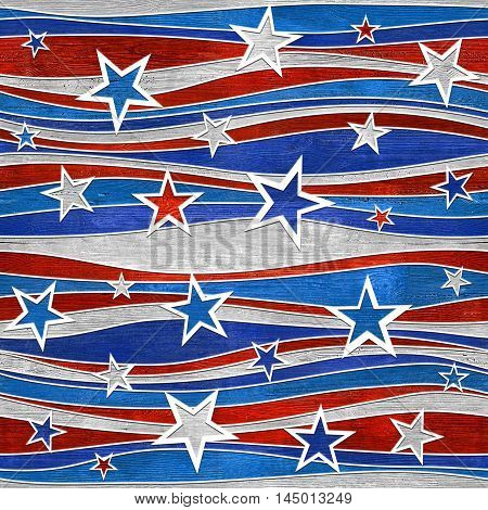 Abstract decorative paneling - Stars seamless pattern - USA Colors - Christmas pattern