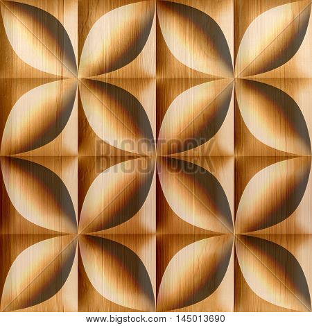 Abstract decorative tiles stacked for seamless background wooden surface