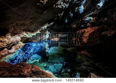 Hidden cave pool outside city of Kupang in east Indonesia