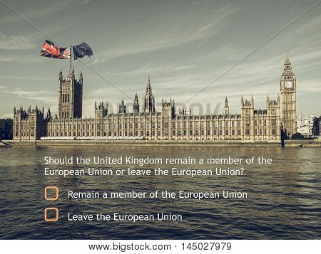 Brexit Referendum In Uk Vintage