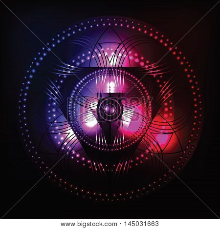fantastic background with ornament and light flashes vector
