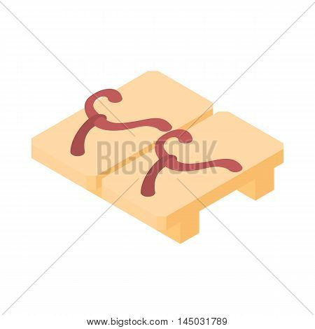Japanese wooden shoes icon in cartoon style isolated on white background. Shoes symbol