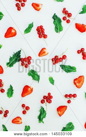 Colorful Mix Of Fruits On White Background. View From Above. Col
