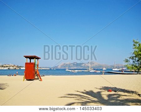 Beach With Lifeguard Tower In Port De Pollenca