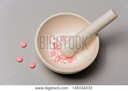 Medical Mortar And Pink Pills