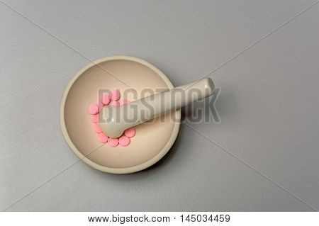 Medical Mortar And Pink Pills