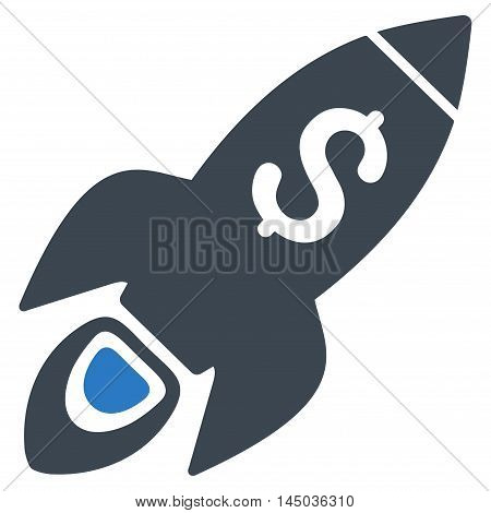Startup Rocket Launch icon. Vector style is bicolor flat iconic symbol with rounded angles, smooth blue colors, white background.