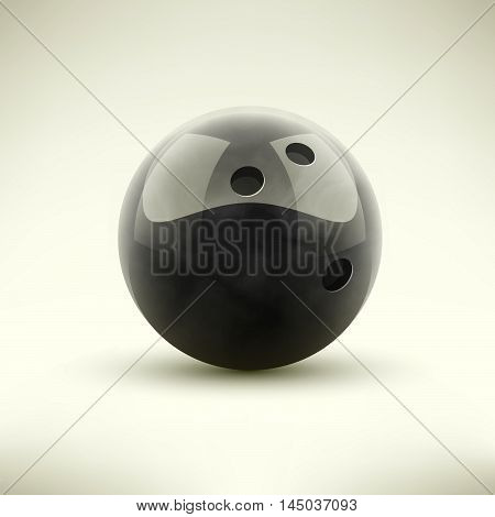 Black bowling ball isolated realictic vector illustration