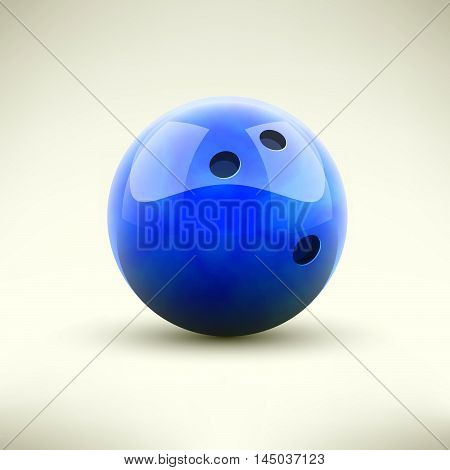 Blue bowling ball isolated realictic vector illustration