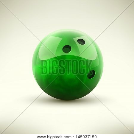 Green bowling ball isolated realictic vector illustration