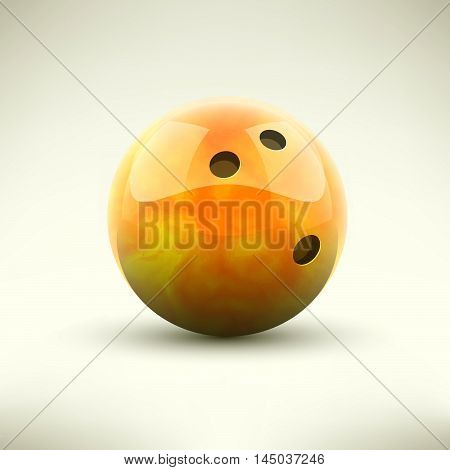 Orange bowling ball isolated realictic vector illustration